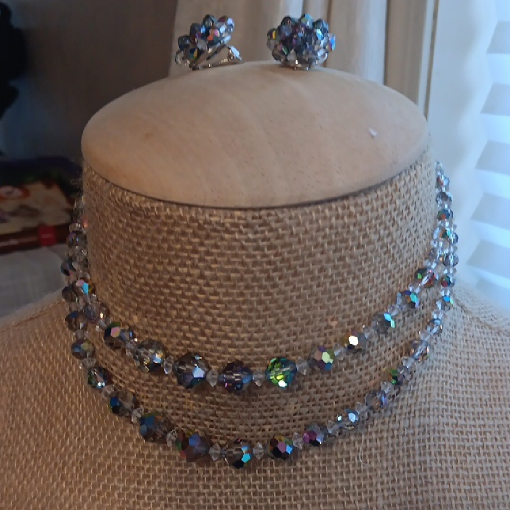 Elegant Silver Double-Strand Crystal Necklace